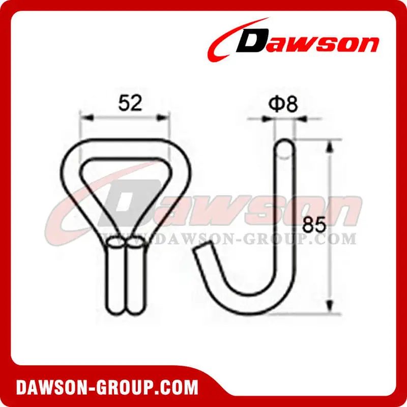 WH5002 BS 2000KG4400LBS 2 inch Double J Hook