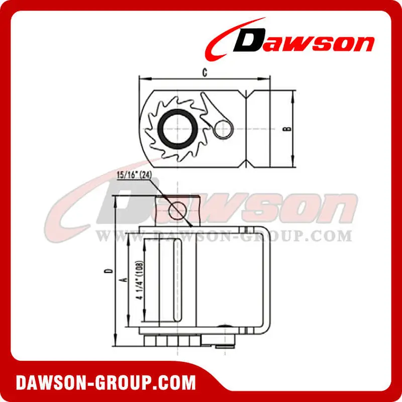 Notched Sliding Winch - Flatbed Truck Winches for Cargo Lashing Straps