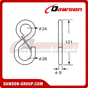 DSSH25084B BS 800KG1760LBS Black Coated S Hook with Latch