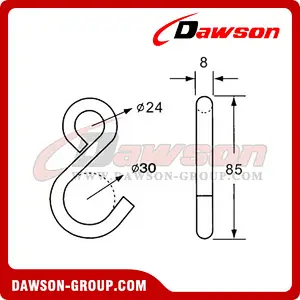 DSSH25082B BS 800KG1760LBS Black S Hook
