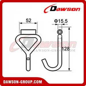 WHT5001 BS 5000KG11000LBS 2 inch J Hook with Weld Tubes