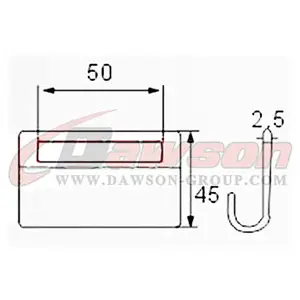 DSWH057 BS 800KG / 1760LBS 50mm Flat Hook