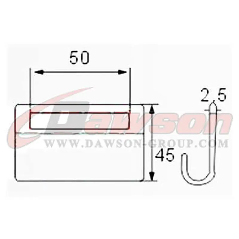 DSWH057 BS 800KG / 1760LBS 50mm Flat Hook