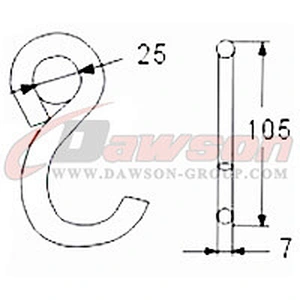 DSWHS016 BS 600KG / 1320LBS S Hook With Zinc Plated And Plastic Coating