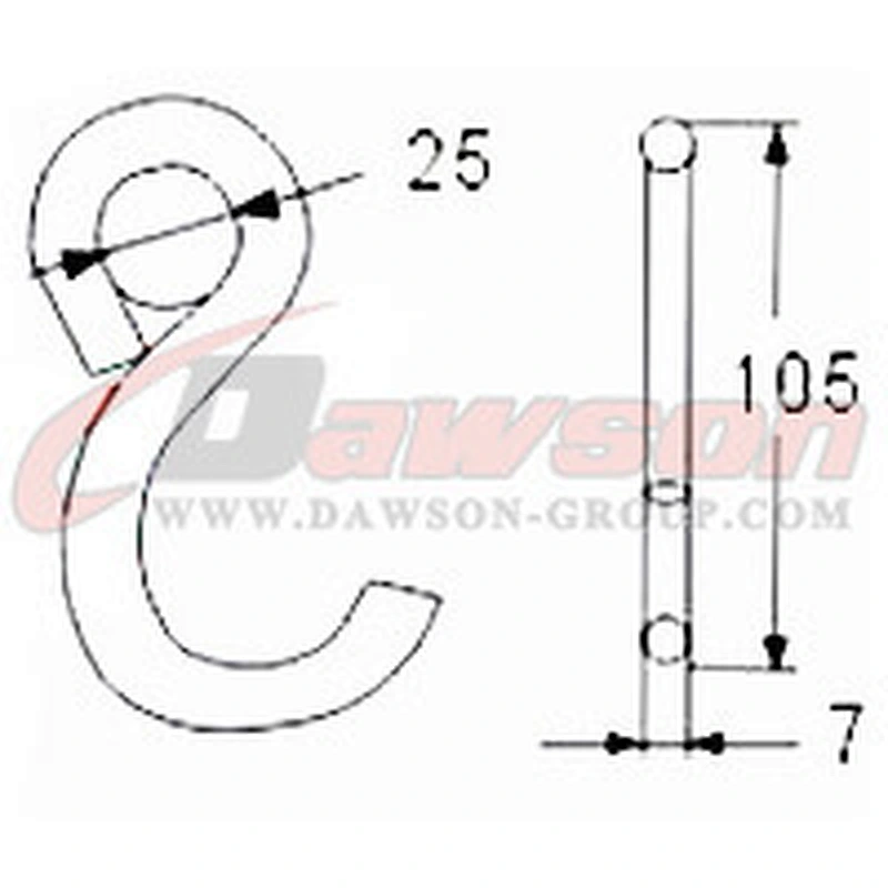 DSWHS016 BS 600KG / 1320LBS S Hook With Zinc Plated And Plastic Coating