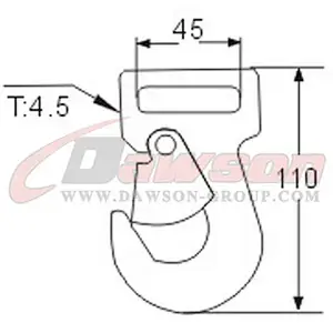 DSWH037 BS 2500KG / 5500LBS 45mm Forged Steel Metal Flat Snap Hook