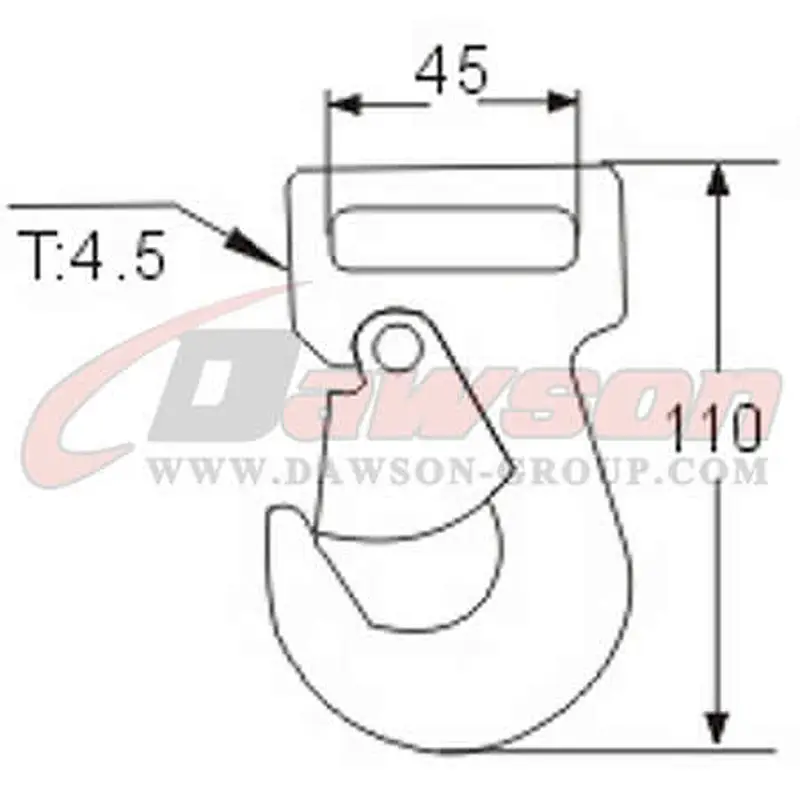DSWH037 BS 2500KG / 5500LBS 45mm Forged Steel Metal Flat Snap Hook