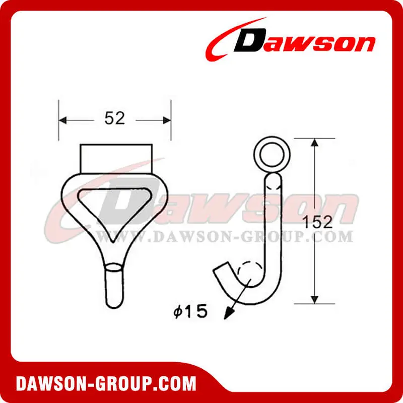 DSJHT50501 B/S 5000KG/11000LBS 50mm Single J Hook with Tube