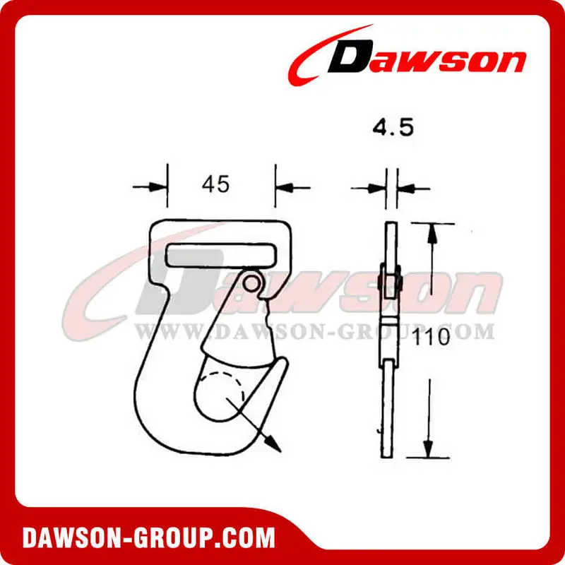 DSFH50201 B/S 2000KG/4400LBS Zinc Plated Flat Hook
