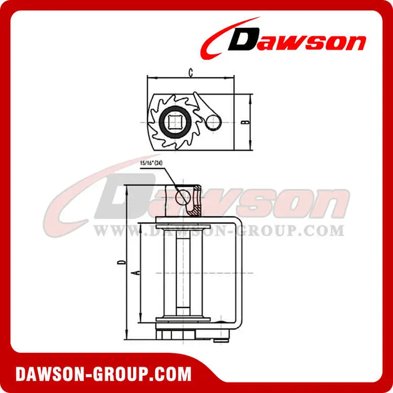 Weld on Winch - Three Bars - Flatbed Truck Winches for Cargo Lashing Straps