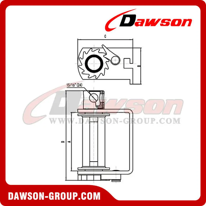 Double L Sliding Winch - Three Bars - Flatbed Truck Winches for Cargo Lashing Straps
