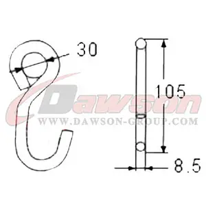 DSWHS010 BS 850KG /1850LBS S Hook With Zinc Plated And Plastic Coating
