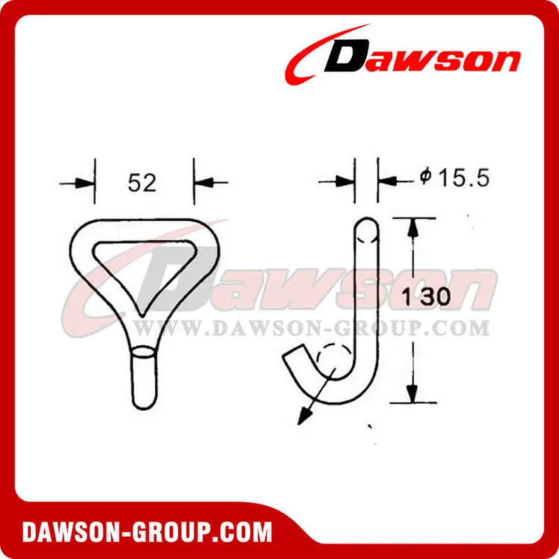 DSJH50501 BS 5000KG11000LBS 50mm Zinc Plated Single J Hook