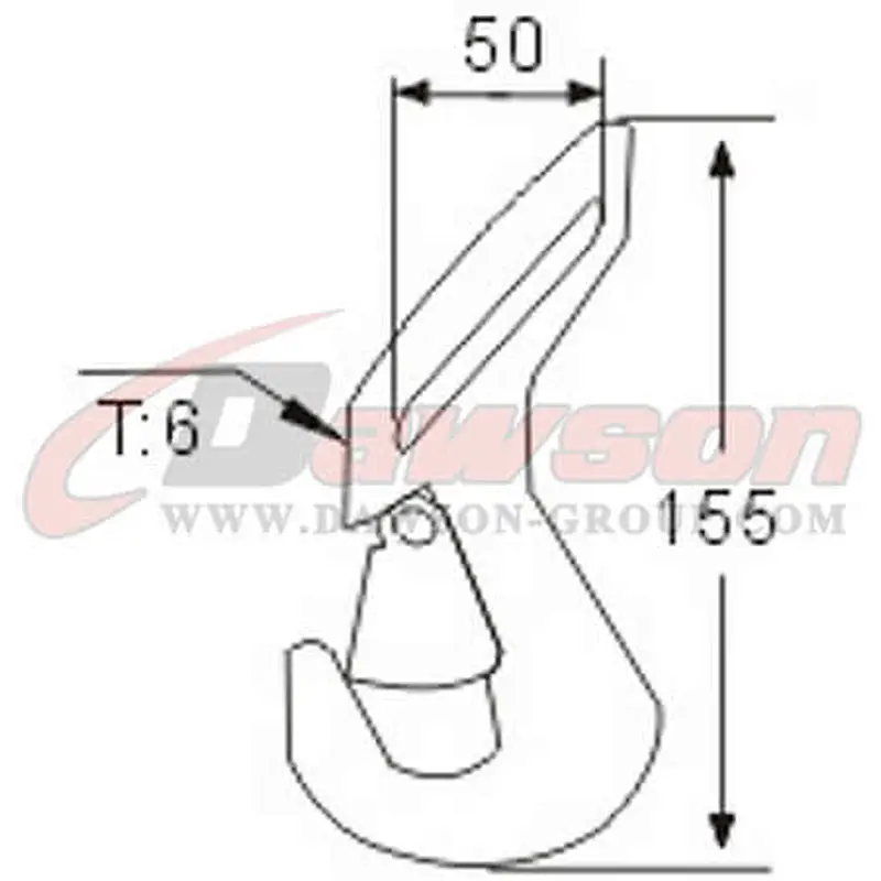 DSWH035 BS 5000KG / 11000LBS 50mm Zinc Plated Flat Twisted Snap Hook