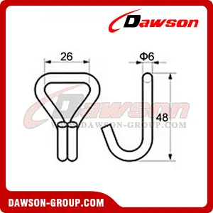 WH2501 BS 800KG1760LBS 1 inch Double J Hook