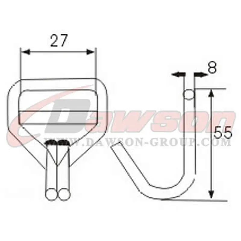 DSWH017 BS 1500KG  3300LBS 25mm Double J Hook