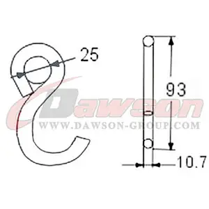 DSWHS002 BS 1700KG  3700LBS S Hook With Plastic Coating