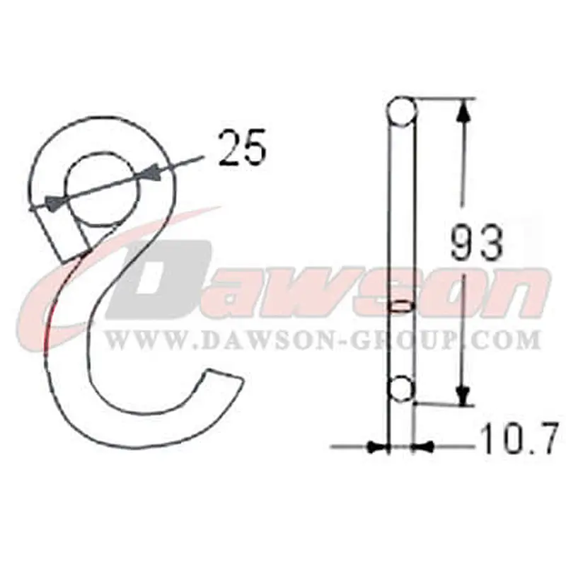 DSWHS002 BS 1700KG  3700LBS S Hook With Plastic Coating