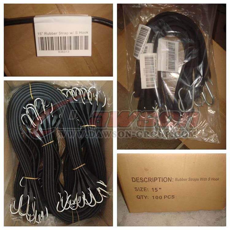 15 inch Rubber Tie Down Strap with S Hook - China Manufacturer Supplier Factory