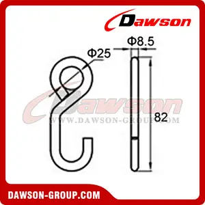 WHS2502 BS 800KG1760LBS 1 inch Rubber Coated S Hook