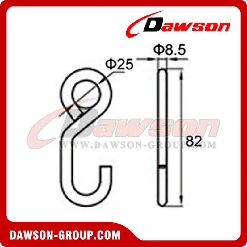 WHS2502 BS 800KG1760LBS 1 inch Rubber Coated S Hook