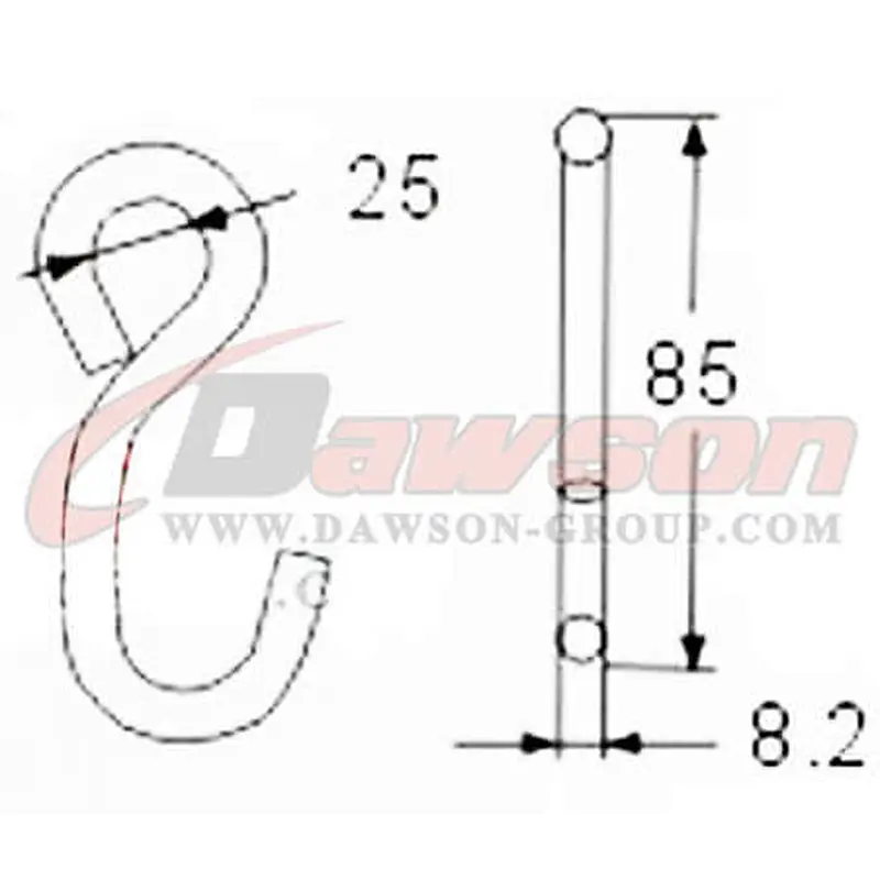 DSWHS009 BS 900KG / 1950LBS S Hook With Plastic Coating
