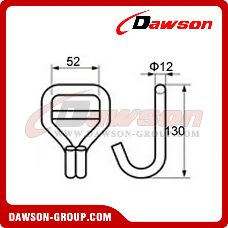 WH5005 BS 5000KG11000LBS 2 inch Double J Hook