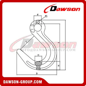 DS1074 G100 Forged Alloy Steel Eye Foundry Hook, Large Opening Hook