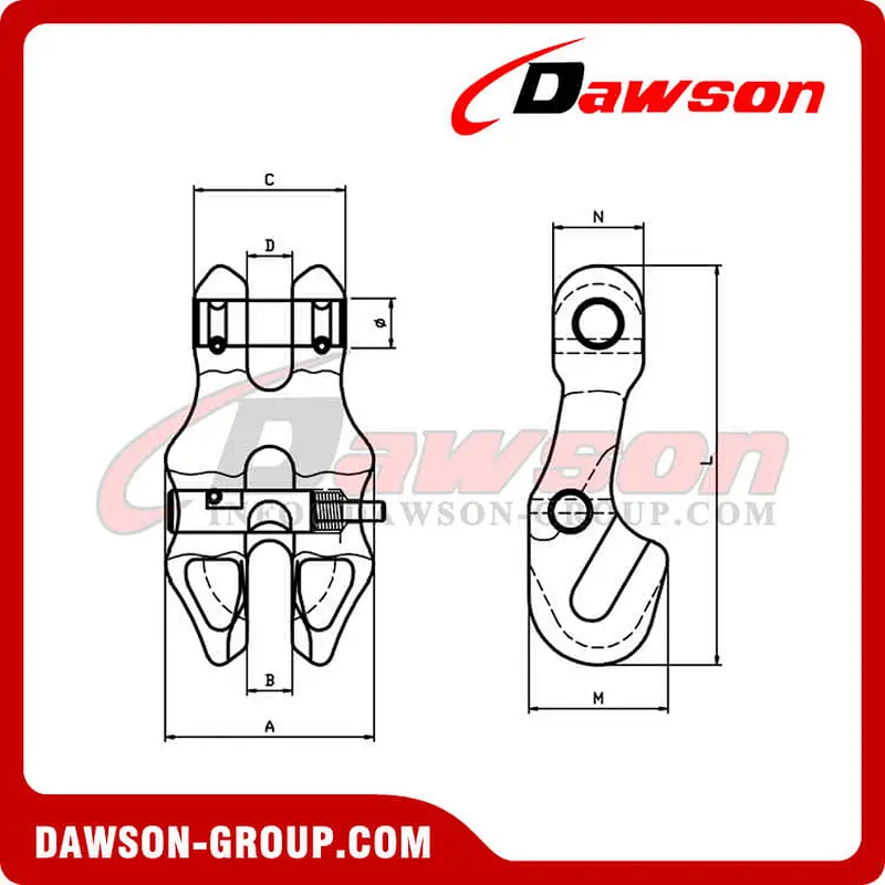 DS1057 G100 Forged Alloy Steel Clevis Chain Clutch with Safety Pin
