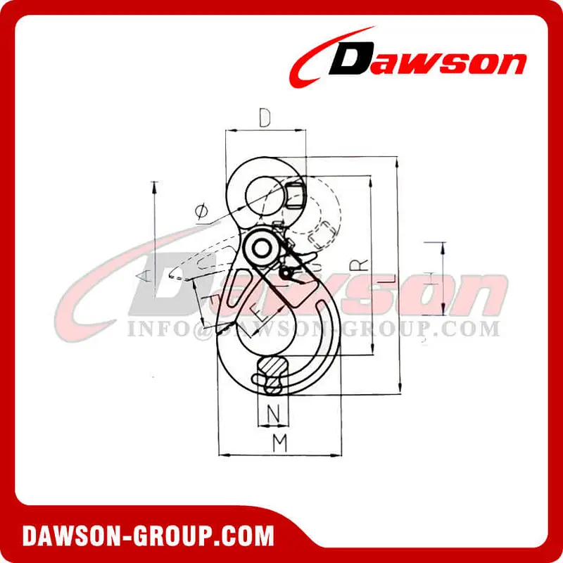 DS1003 G100 Eye Sling Hook with Latch for Chain Slings