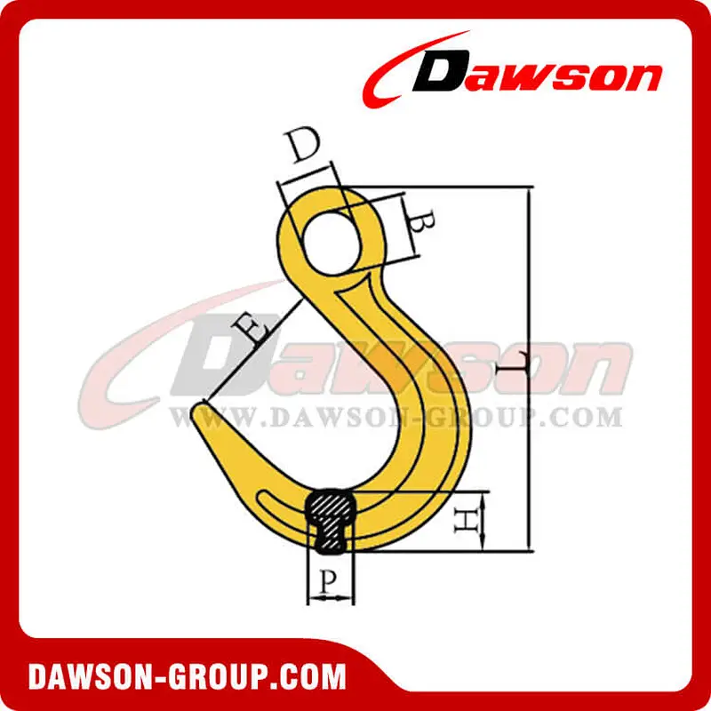 DS220 G80 Alloy Eye Hook, Large Throat Opening Hooks for General Hoist