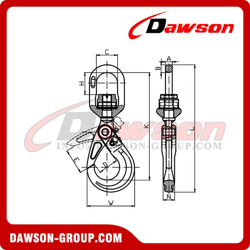 DS1072 G100 Swivel Self-locking Hook with Bearing for Chain Sling