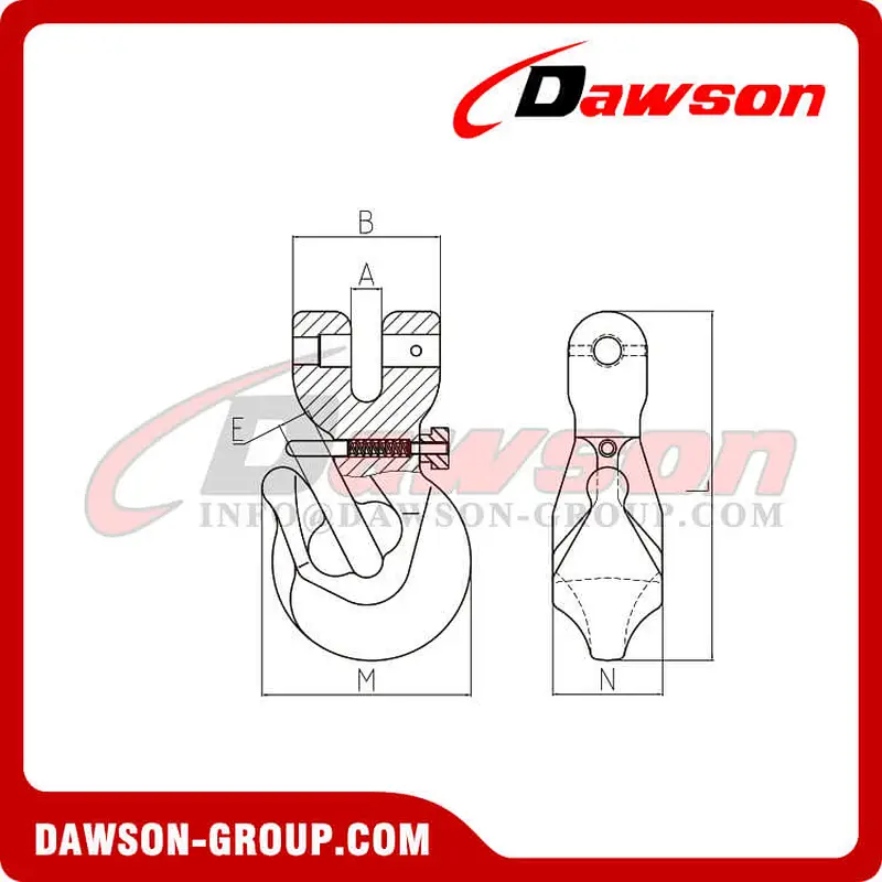 DS712 G80 Special Type Clevis Hook with Safety Pin for Adjust Chain Length