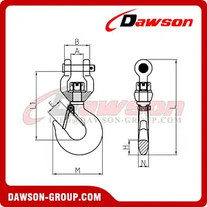 DS790 G80 1Ton Forged Alloy Steel Clevis Type Swivel Hook with Shackle for Webbing
