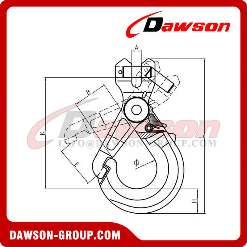 DS1017 G100 Special Clevis Self-locking Hook with Grip Latch for Chain Slings