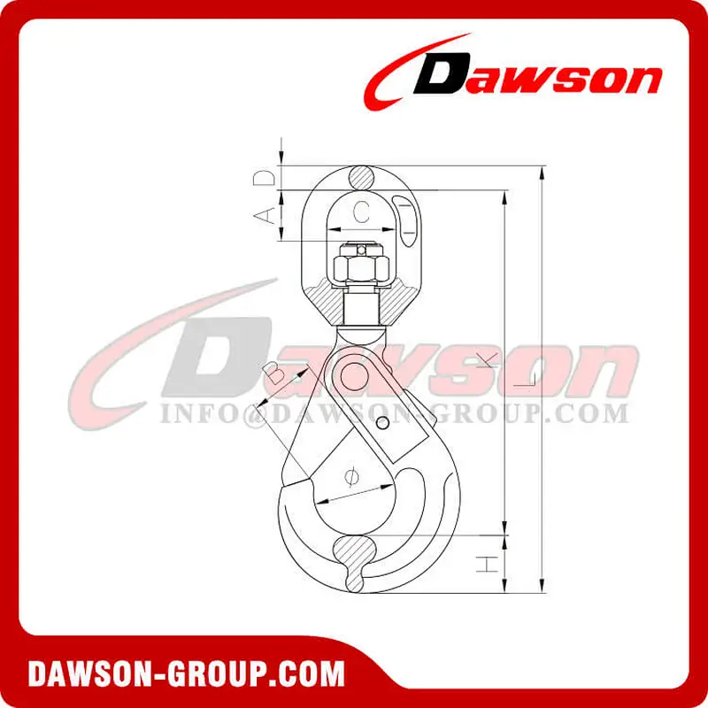 DS010 G80 U.S Type Swivel Self-Locking Hook