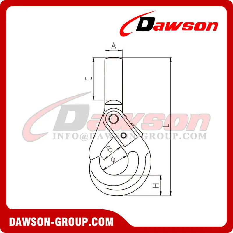 DS011 G80 / Grade 80 U.S Type Shank Self-Locking Hook