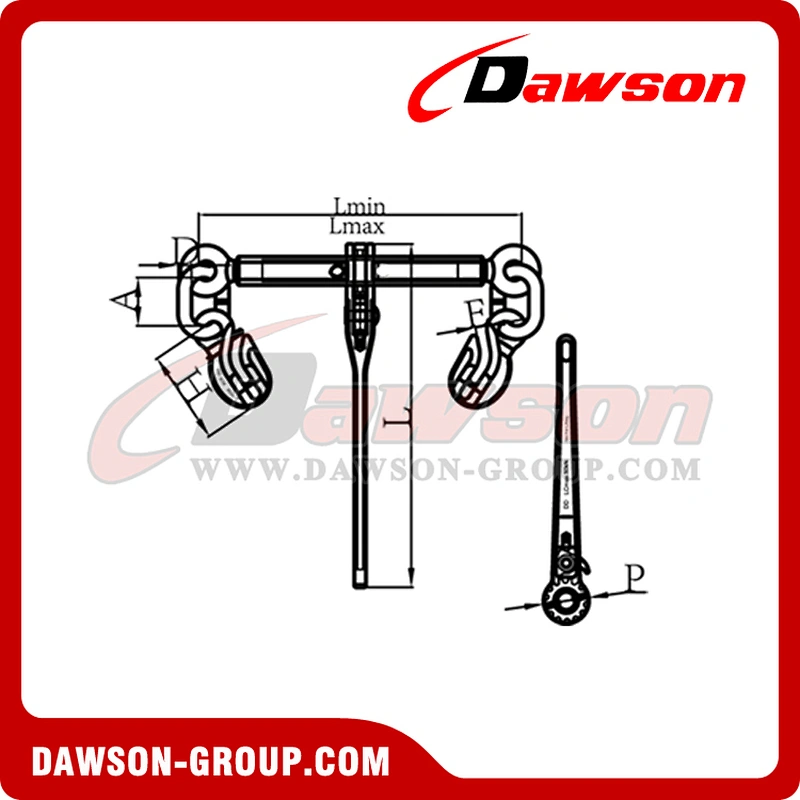 DS1030 G100 Ratchet Load Binder With Eye Grab Hook and Safety Pin for Ratchet Lashing