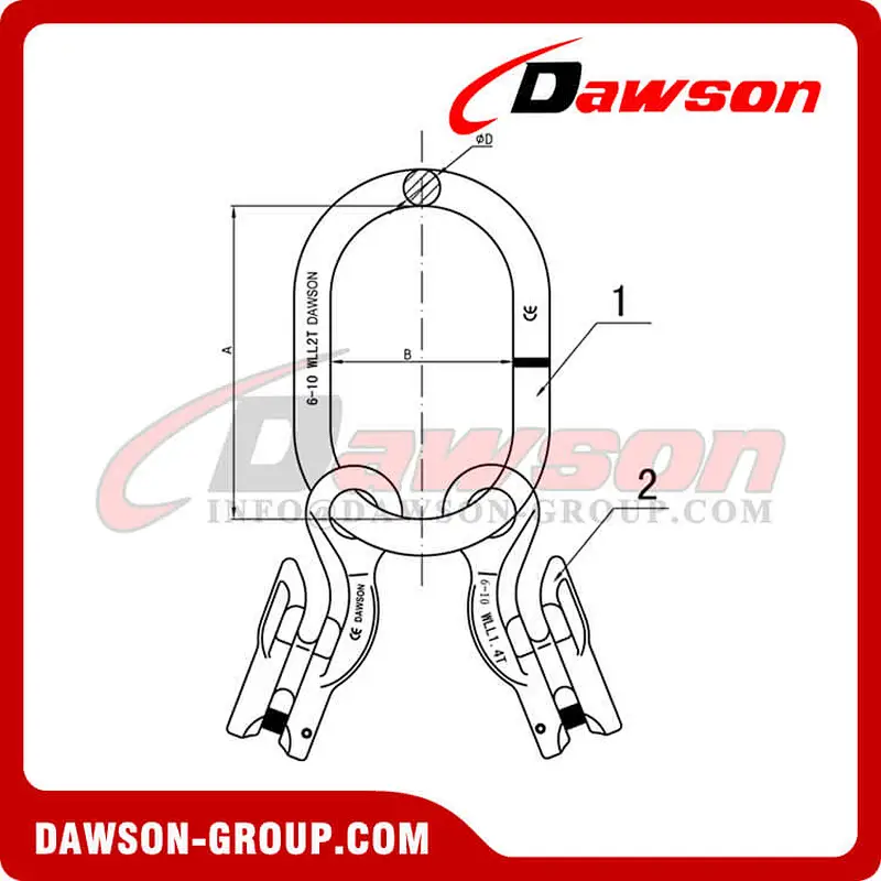 DS1067 G100 Forged Master Link + G100 Eye Grab Hook with Clevis Attachment for Adjust Chain Length × 2