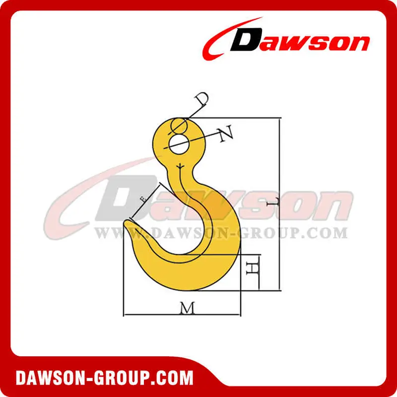 DS368 G80 Eye Hoist Hook with Large Opening for Lifting Chain Slings