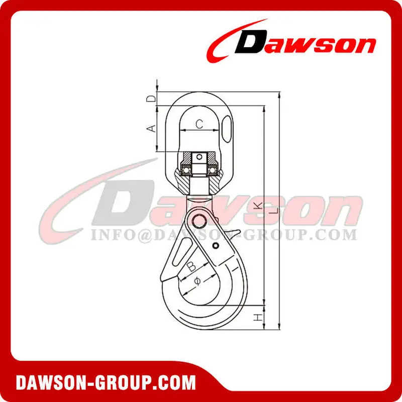 DS490 G80 / Grade 80 Swivel Self-Locking Hook With Bearing for G80 Chains