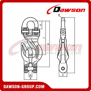 DS1080 G100 Connecting Link with Clevis Shortening Grab Hook Attachment for Chain Slings