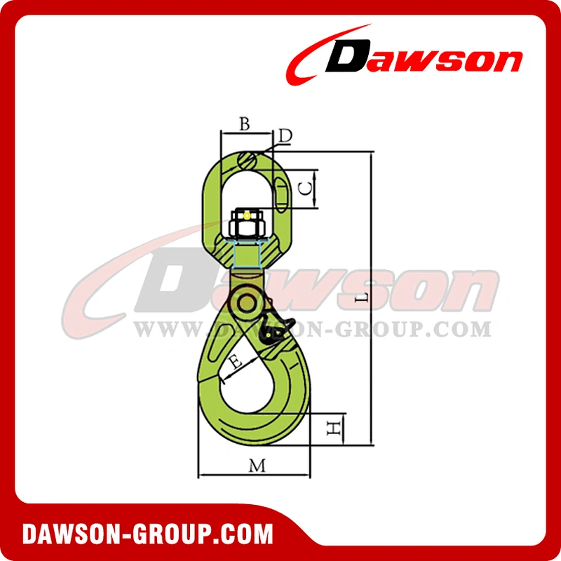 DS1007 G100 European Type Swivel Self-Locking Hook for Crane Lifting Chain Slings
