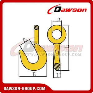 DS280 G80 Round Carbon Steel Reverse Eye Hook for Lashing and Pulling