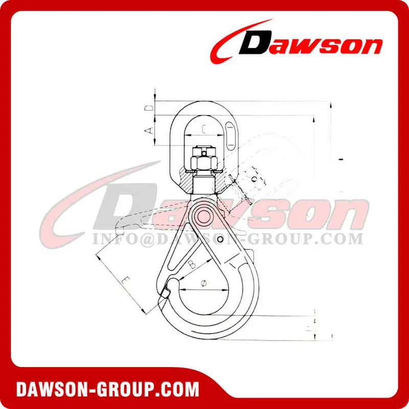 DS1018 G100 Special Swivel Self-locking Hook with Grip Latch for Chain Slings