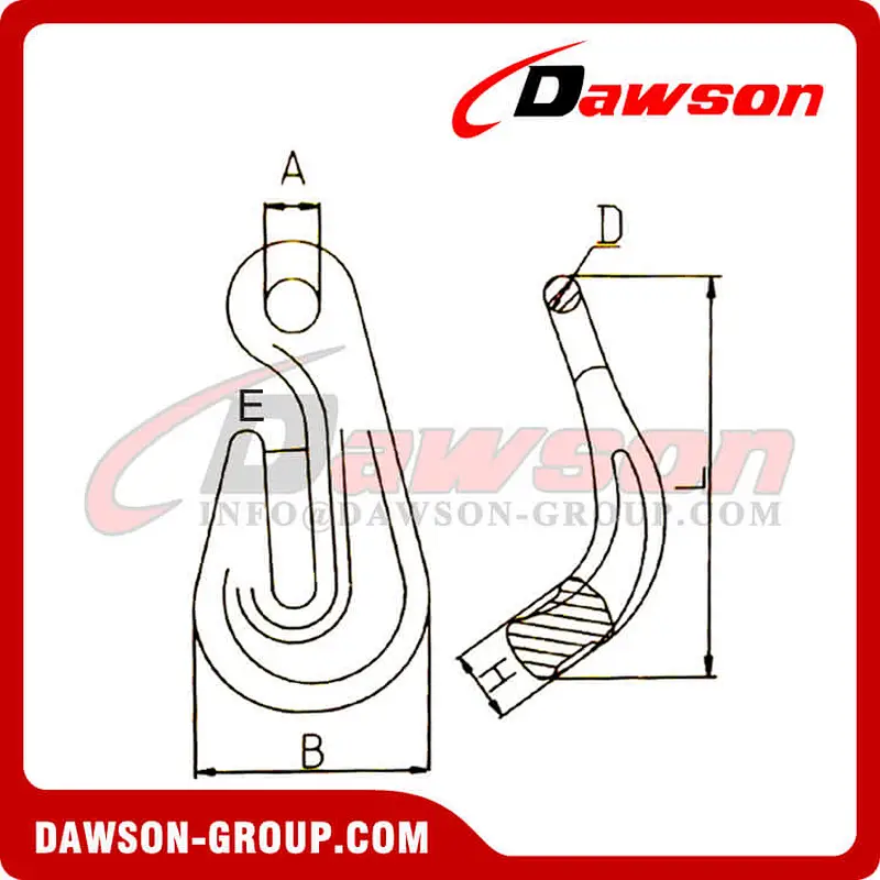 DS063 G80 Forged Alloy Steel Eye Bend Hook for Lashing and Pulling