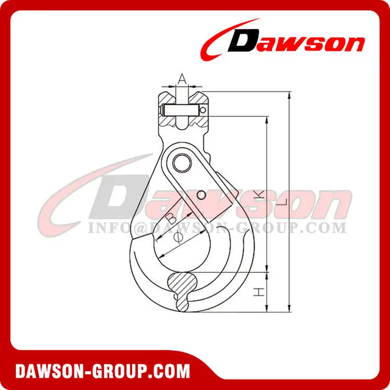 DS009 G80 U.S. Type Clevis Self-locking Hook for Lifting Chain Slings