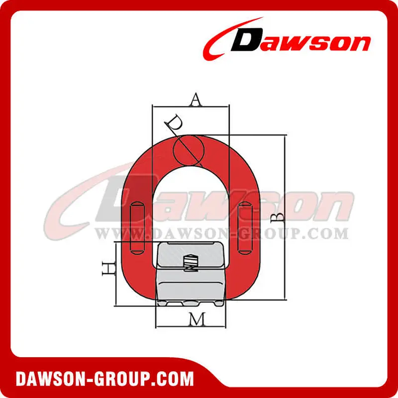 DS344 G80 Weld on Lifting D Rings, Grade 80 Weld-on Pivoting D Link