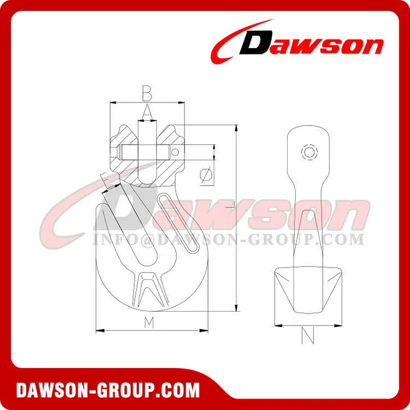 DS064 G80 Clevis Shortening Grab Hook with Wings for Adjust Chain Length