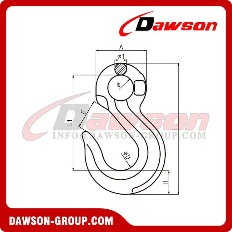 DS831 G80 Eye Sling Hook with Latch for Fishing and Overseas Rigging